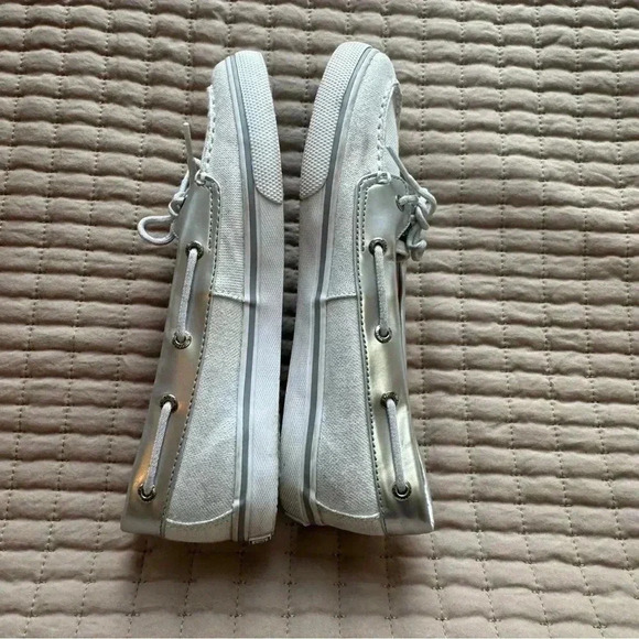 Sperry Top Biscayne Sider Bahama Women White Shimmer Boat Shoe SZ 5.5 - Picture 5 of 9
